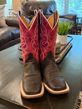 JUSTIN BRL380 Bent Rail Collection Western Cowboy Boots Size 6.5 Brown & Red